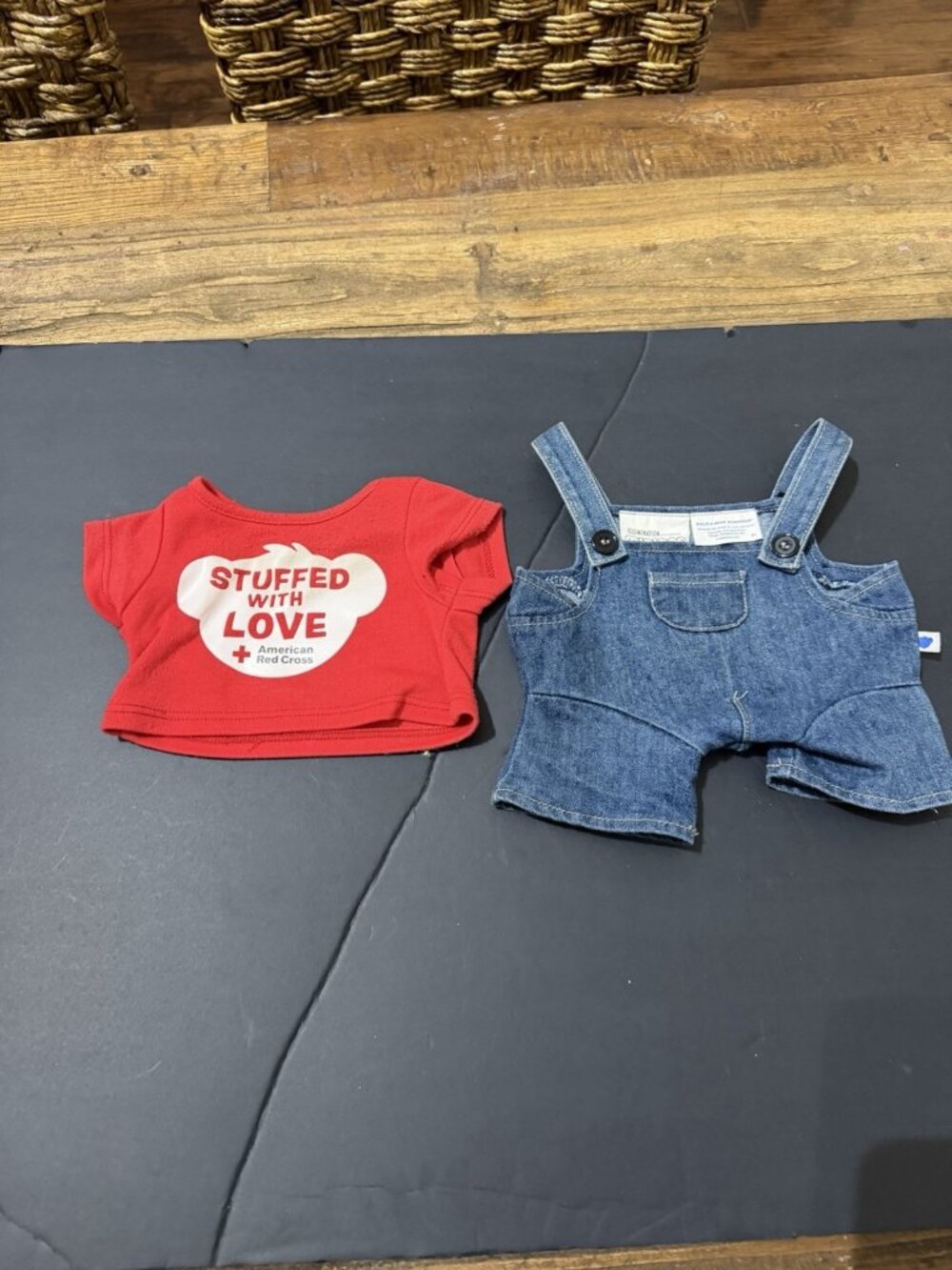 Build-A-Bear Workshop outfit-red shirt Red Cross & denim Minion Overalls